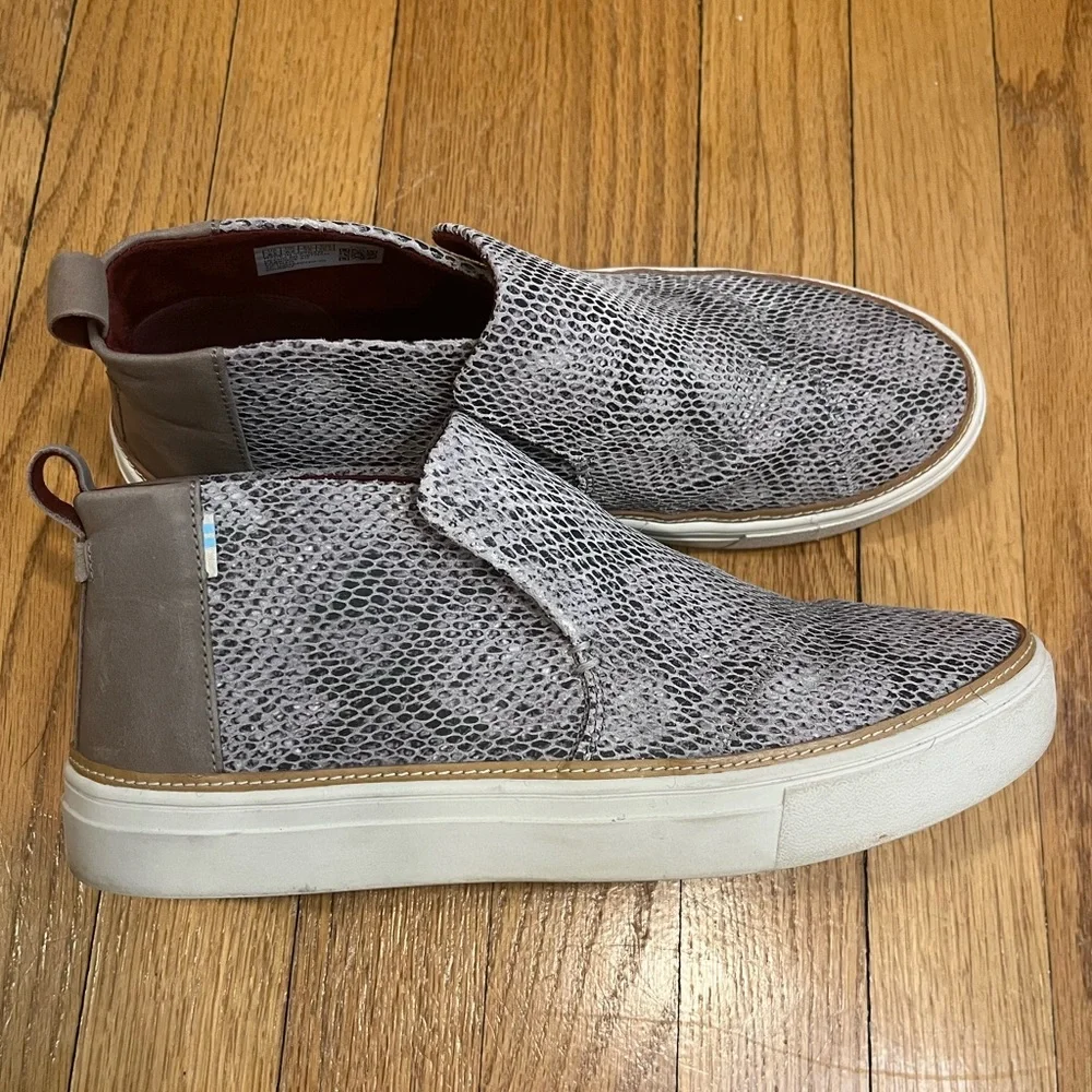 Toms Suede Paxton Snakeskin Ankle Booties Black Tan Size 8.5